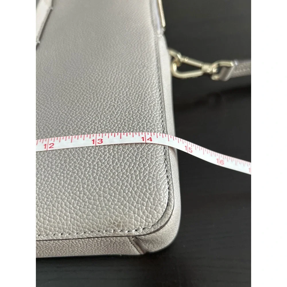 Kate Spade Grey Pebbled Leather Laptop Bag Briefcase Crossbody Messenger Bag
